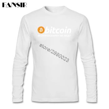 Kriptografi O Kol Uzun güveniyoruz Bitcoin Erkekler İçin yüksek Kaliteli T-shirt-yaka Pamuk Erkek T Shirt 3XL