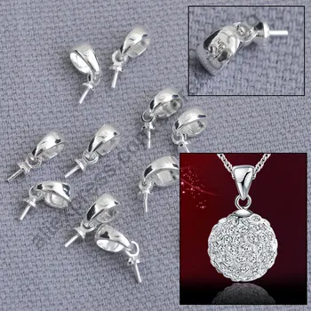 Kristal Taş İçin JEXXİ Stok 1000PCS Hızlı Kolye Mücevher Bulgular Orijinal 925 Gümüş Kap Kap Kefalet Bağlantı