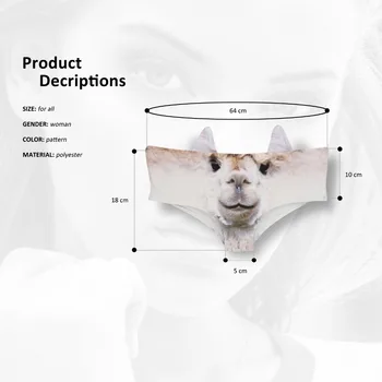 Kulak iç çamaşırı crotchless külot İle 2017 Yeni 3D Baskılı Hayvan LAMA Alpaka Hipster Külot Seksi Kadın iç Çamaşırı