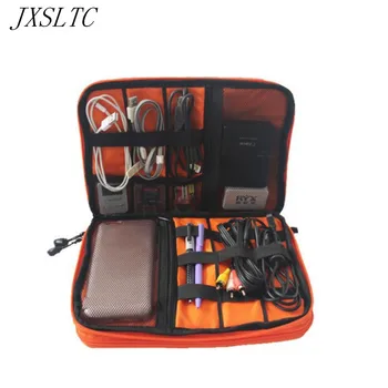 Kulaklık Taşınabilir Elektronik için JXSLTC Çift Katmanlı Kablo Düzenleyici Saklama Çantası Durumlarda Sabit Dijital Gadget Seyahat Çantaları Sürücüler
