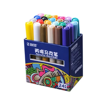 Kumaş graffiti Cam Seramik Boyama için tebliğ 24 Renk Akrilik Boya su Geçirmez Marker Kalem kalıcı Akrilik Boya Çizim