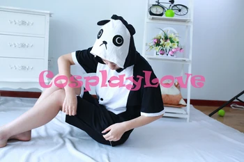 Kung Fu Panda Hayvan Yaz Pamuklu Kapüşonlu Pijama Kostüm Cosplay Gülen Karikatür Pijama Sleepsuit Kızlar Yetişkin
