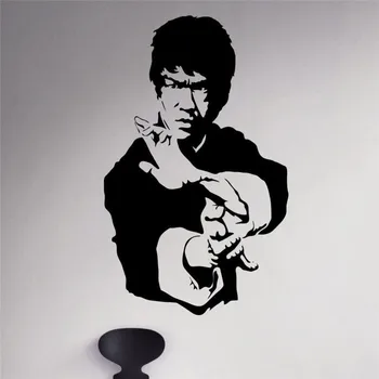 Kung Fu Yıldızı Bruce Lee Yüksek kaliteli Vinil Duvar Sticker Sanat Ev Dekorasyon Yatak Odası Duvar Duvar Çıkartmaları