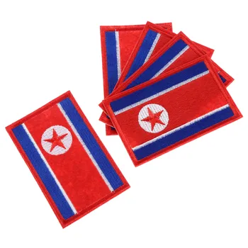 Kuzey Kore Ülke Bayrağı Giysi Yama DİY Kumaş Rozetleri İskelet İşlemeli Yamalar Demir Çiçekli Kumaş üzerine Aplike Dikmek