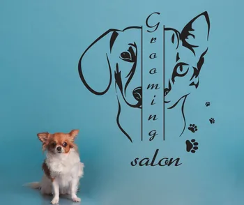Köpek Ve Kedi Duvar Sticker SA507 Tımar Salonu Evcil hayvan Dükkanı Vinil Sticker Ev Dekorasyonu su Geçirmez Duvar İçin Duvar Çıkartmaları Çıkarılabilir