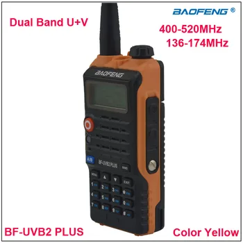Körfez BF-UVB2 Plus Dual Band VHF&UHF Walkie Talkie BF UVB2 iki yönlü telsiz Sarı Renk w/Kulaklık-60 Li-iyon Pil