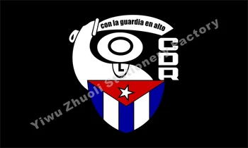 Küba CDR Bayrak Comites de arada ABD Savunma Bakanı de la Revolucion Bayrak 3x5FT 120 g 100D Polyester Çift Yüksek Kaliteli Banner Dikişli