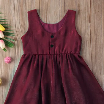 Küçük Kızlar Şarap Kırmızı Elbise Katmanlı Yürümeye Başlayan Çocuk Kız Bebek Fırfır Katı Parti Prenses Elbise Giyim Elbise