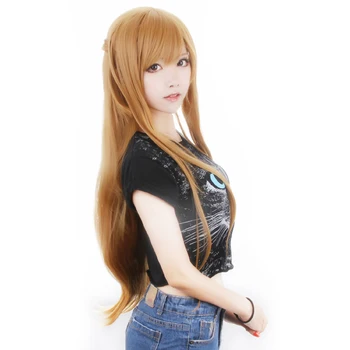 Kılıç Sanat Çevrimiçi Asuna Yuuki Cosplay peruk Turuncu Yuki Asuna Rol Oynar Saç Comic Con Kostümleri