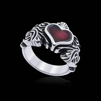 Kırmızı mavi kalp anel yüzük lüks moda kadınlar erkekler takı en iyi hediye alaşım parmak anillos bague R0032 yüzük