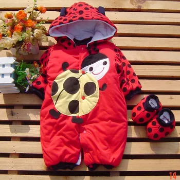 Kırmızı Uğurböceği Sıcak Tulumu Kışlık Bebe Tulumu Bebek Hayvan Kostümleri Giyim Yeni Doğan Bebek Kız Romper Bebek Giysileri Bebek Giyim-