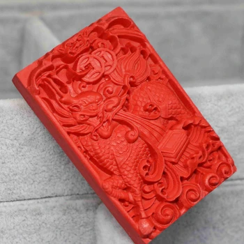 Kırmızı zincifre dikdörtgen kolye outlet fabrika 40 60**9mm B1544 Çin şanslı antik ejderha yüksek dereceli takılar hediye takı oyulmuş