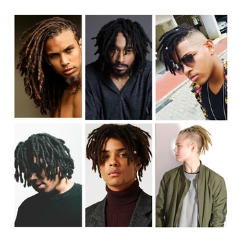 Kıvırcık, Kısa el Yapımı Erkekler İçin Sentetik Örgü Saç Stili Hop 15CM Siyah Saç Uzantıları Saç Rasta Reggae Hip-