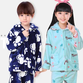 Kız Ve Erkek Sonbahar Kış Elbise Pijama Çocuk Pijama Erkek Mercan Polar Kıyafeti Seti Ev Tekstili Pijama Pazen Pijama Kızlar