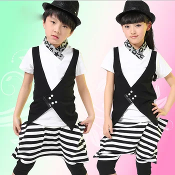 Kız çocuk Hip Hop Dans Kıyafetler Giymek Mordern Caz Hip-Hop Giyim, 2 adet Çocuk Hip Hop Sahne Dans Kostüm giymek Çocukları