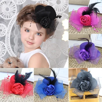 Kız Çocuk Çiçek Şapka Örgü Firkete büyüleyici şey Düğün Tokasını Aksesuar HATYS0032