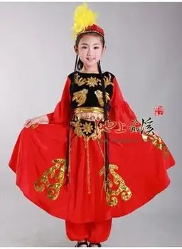 Kızlar, etnik azınlıklar yeni çocuk, Uygur dans kostümleri, çocuk Sincan performansları
