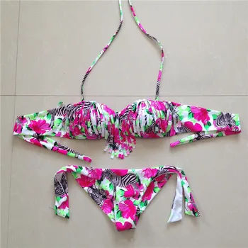 Kızlar Püskül Yular Bikini Zebra Bikini 2018 Monokini Mayo Mayo Kadın Push Up Mayo Beachwear Set Saçak