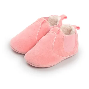 Kış Bebek Ayakkabıları İlk Yürüteç Sıcak Kürk Ayakkabı Çocuk Elastik Bant Şirin Kızlar Erkeklerden Moda Tek Yumuşak Lastik Çizme Mokasen