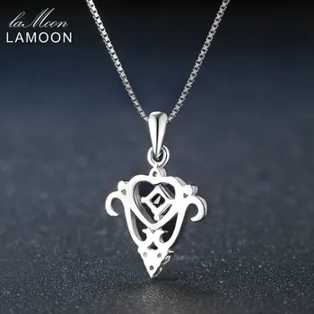 LAMOOM Prenses Tacı %100 Gerçek Mavi Safir Takı 925 Gümüş Kadın Kalp İçin S925 Nİ055 Kolye Zinciri