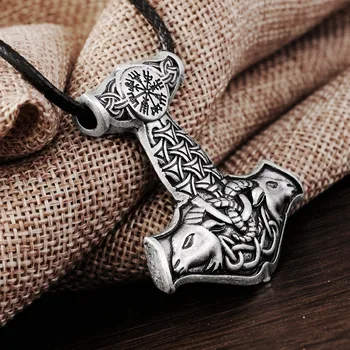 LANGHONG 10 adet İskandinav Vikingler Nazarlık KOLYE Keçi Thor'un çekici Kolye Orijinal Hayvan Viking Takı Knot