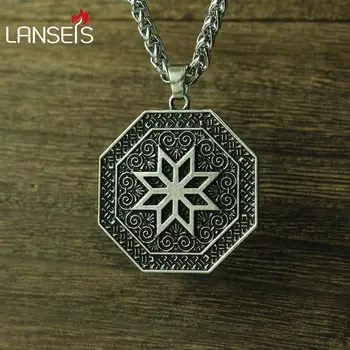 Lanseis 1 adet viking Tılsımı ve Halk Slav sembolü kolye Koruma Alatyr Alatir Koruma Muska Kadın Erkek Kolye Hediye