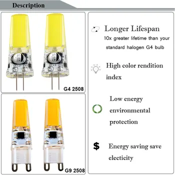 LED Ampul Mini G9 G4 Lamp12V 24 V 220V 220V COB SMD Noel Işık Mısır ampul Halojen için Yerine LED Spot Avize