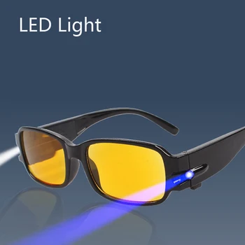 LED Işık Okuma Gözlükleri Açık Occhiali Da Lettura +1.00 +1.50 +2.00 +2.50 +3.00 +3.50 +4.00 Ayarı Gece Presbit Gözlük
