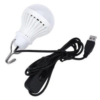 LEDGLE Ampul Kompakt Taşınabilir Kamp Işık Tek Anahtarı USB Kablosu ile Acil durum Işıkları LED ve Kanca Asılı Sıcak Beyaz LED