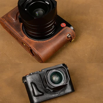 Leica Q Tye116 Kamera Çantası Alt Kapak İçin [VR] el Yapımı Hakiki Deri Kamera durumda Yarım Beden Vintage Davaya