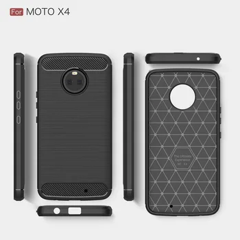 Lenovo MOTO X4 5.2 inç Karbon Fiber için KEYSİON Durumda Motorola MOTO X4 Telefonu çanta için yumuşak TPU Silikon kılıf Fırçalı
