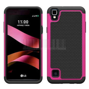 LG X Stil/3 volt/Tribute HD Zırh Hibrid Görev Etkisi/Film Olmadan Sert Kapak Telefon kılıfı Silikon Darbeye Dayanıklı @