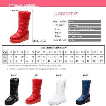 LLOPROST KE BOYUTU 34-43 Bayanlar Kar Düz Topuk Orta Buzağı İçinde Moda Kadın Kışlık Botlar Üzerinde Kayma Tatlı Ayakkabı ML022 Çizme Bot