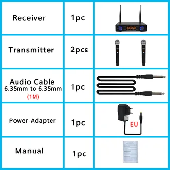 LO-U02 UHF Uzun Çift Kanal 2 El Mikrofon Vericisi Profesyonel Karaoke UHF Kablosuz Mikrofon Sistemi Aralığı