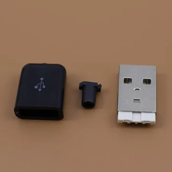 Loop tape USB 2.0 bağlantı Türü DİY Özel Siyah Plastik Kapak İle Lehim Erkek USB 4 Pimli Yuva Bağlayıcı Yapımı