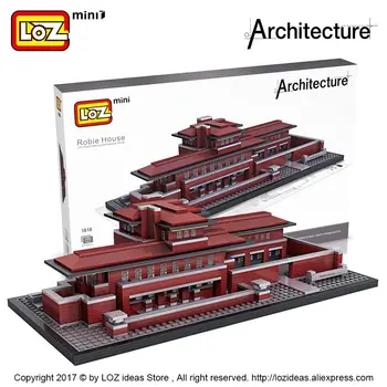 LOZ Blok Architecture Robie House Model Kitleri İnşa Mini Blokları Oyuncaklar Bloklar 1018 Villa Ünlü Mimarileri Dünya Diy