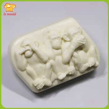 LXYY KALIP 3 bilge maymun silikon kalıp sevimli hayvan kalıpları DİY el yapımı sabun pişirme kek kalıpları