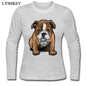 LYNSKEY Doğum günü Üstleri Gömlek Öğrenciler Komik Yaz/Sonbahar yaka Pamuk Uzun Kollu T Shirt Bulldog Köpek Çılgın Tişörtü-