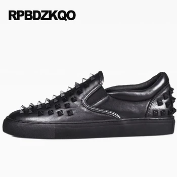Lüks Moda Erkek Ayakkabı Marka Hip Hop Paten Bahar Sıcak Beyaz Yeni Ayakkabı Karahindiba Siyah Gerçek Deri Yüksek Kaliteli Perçin Stud