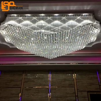 Lüks otel lobisinde büyük kristal avizeler tavan ışık AC110V 220V lustres iç aydınlatma proje LED