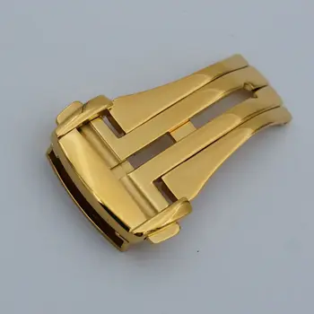 MAİKES Yüksek Kalite Paslanmaz Çelik Dağıtım Toka İzle Düğmesi Altın 16 18 20 mm Saat Katlanır Toka Durumda Gül