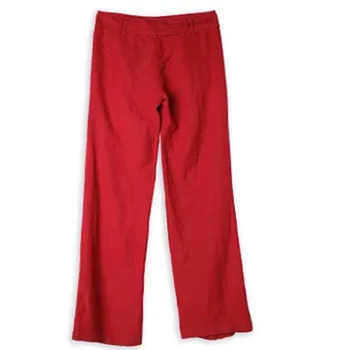 Makuluya 2018 ÜCRETSİZ PANTOLON daha İyi pantolon gevşek düz renk geniş bacak pantolon düz casual kadın pantolon XXL kırmızı pantolon BK Keten