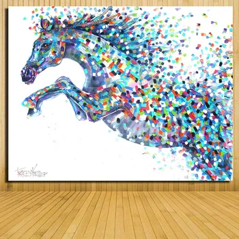 Malzeme Yağlıboya Yaşamak için Baskılar ve Duvar Sanat Resim Tuval Tuval renkli duvar koşan atlar süslemeleri