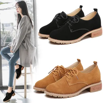 Marka Bahar Kadın Platform Ayakkabı Kadın aksanlı konuşma Patent hakiki Deri Daireler Kadınlar İçin Ayakkabı Kadın Düz Oxford Ayakkabı Dantel