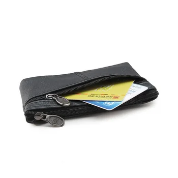 Marka kartvizit Anahtarlık uygulama ile Para Cüzdan Deri Erkek Kredi Kartı Sahipleri Fermuarlı Cep bozuk Para Cüzdanı Erkek