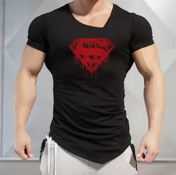 Marka Spor salonları Hayvan T Shirt Erkek artı boyutu üst Canavar spor Kıyafetleri Erkek Pamuk Gömlek Vücut Kas Altın Mens