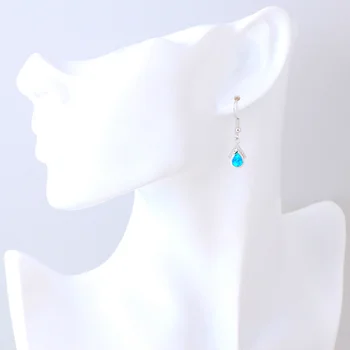 Marka Tasarımcı Mavi Ateş Opal Gümüş OE574A Kadınlar için Dangle Küpe Moda Takı Opal Takı Damgalı