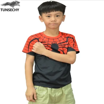 Marka TUNSECHY dijital baskı kahraman ittifak çocuk T-shirt moda süper kahraman Örümcek-Adam T gömlek yaka kısa kollu yuvarlak