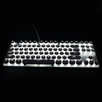 -Mavi Kırmızı Siyah Kahverengi Anahtarı Aydınlatmalı hayalet mikroskopi Mekanik Klavye 87/104 Anti kablolu Oyun klavyesi Retro Yuvarlak keycap LED