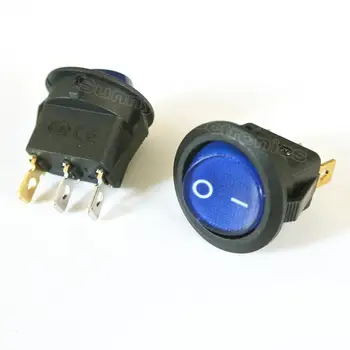 Mavi Kırmızı Yeşil 4.8 mm 3 pin terminalleri 12 V 10A Evrensel/Yuvarlak Rocker OFF aydınlatmalı Araç düğmesi LED ışıklar Tire Tekne Geçin